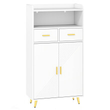 Armoire blanche polyvalente avec étagères et tiroirs réglables