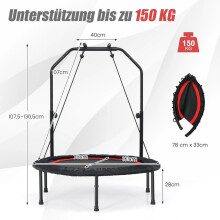 Fitness-Trampolin mit verstellbarem Griff und Widerstandsbändern