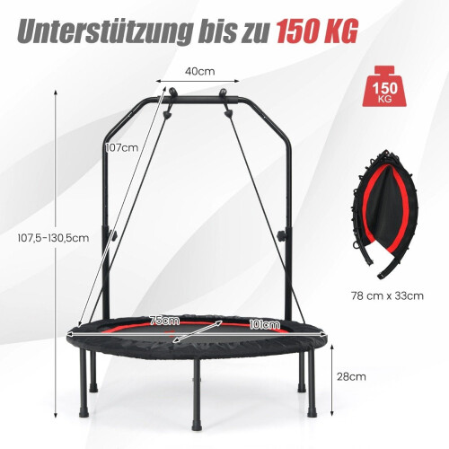 Fitness Trampoline with Adjustable Handle & Resistance Bands