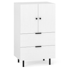 Buffet blanc avec pieds, tiroirs et portes en métal, 60 x 41,5 x 102 cm
