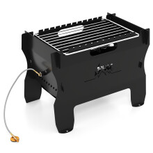 2-i-1 bärbar kol- och gasgrill med rostfritt ställ