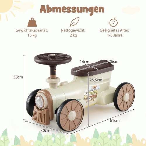 Åkande tågleksak med horn, förvaring, säker styrning 1
