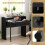 Bureau d'ordinateur extensible avec 2 tiroirs et roulettes, noir 5