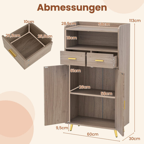 Armoire polyvalente avec étagère réglable et tiroirs 1