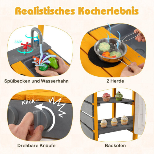 Kinder-Outdoor-Matschküche mit Herd und Spüle 2