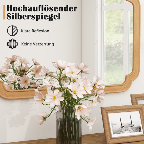 Rectangular Wall Mirror with Wood Frame, 90x60 cm 2