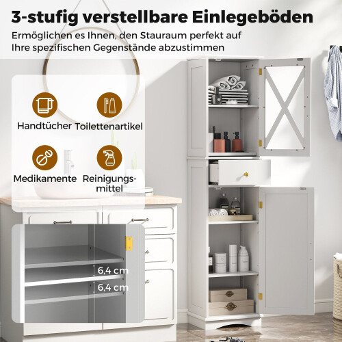 Tall Bathroom Cabinet with Adjustable Shelves, White 2
