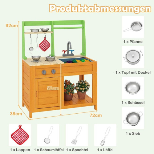 Cucina da esterno in fango per bambini con fornello e rubinetto 1