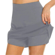 (S, Gray) Anti-chafing Active Skorts Super Soft Comfortable Women's Athletic Lightweight Skirts With Shorts-Yvan