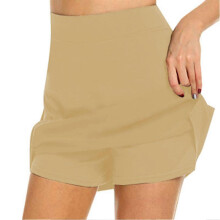 (XL, Khaki) Anti-chafing Active Skorts Super Soft Comfortable Women's Athletic Lightweight Skirts With Shorts-Yvan