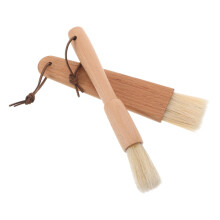2Pcs Wooden Handle BBQ Basting Brush Set with Durable Boar Bristles for Even Sauce Coverage and Grilling
