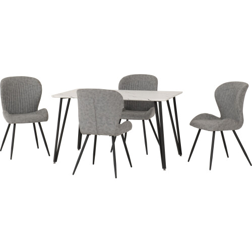 Seconique Marlow & Quebec Dining Set X4 Chairs White Marble 1