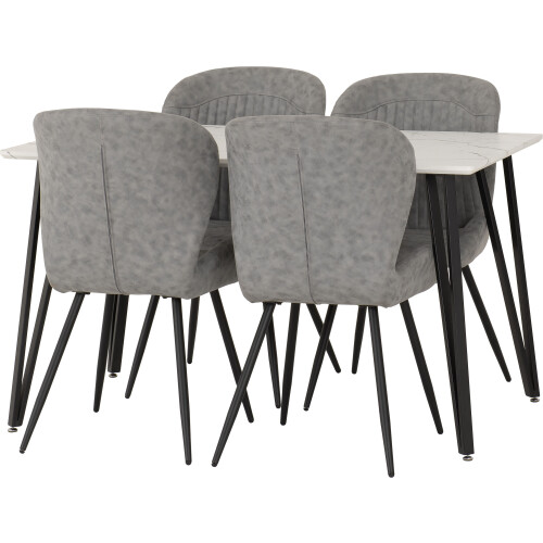 Seconique Marlow & Quebec Dining Set X4 Chairs White Marble 2