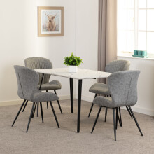 Marlow & Quebec Dining Set X4 Chairs White Marble