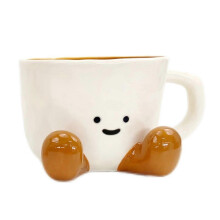 (orange color) Unique Footprint Ceramic Cup Drinking Mug Drinkwares for Teas or Coffee Enjoyment at Homes Office or Friend Gatherings orange color
