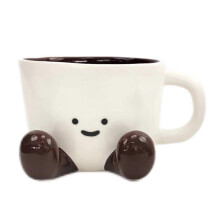 (brown) Unique Footprint Ceramic Cup Drinking Mug Drinkwares for Teas or Coffee Enjoyment at Homes Office or Friend Gatherings orange color