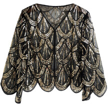 (black gold) Sequins Flapper Shawls Wrap for 1920s Prom Wedding Party Beauty Scarf Blingbling Sequins for Evening Dress black silver