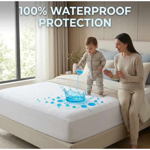 Imperial Rooms (Single Mattress Protector ) Waterproof Mattress Protector Cover Terry Towel 1