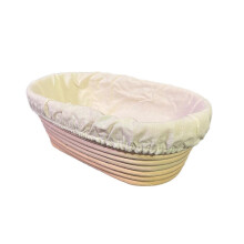 (Brown oval 25x15x8CM) Nonstick Banneton Bread Basket with Removable Cloth Pad Home Baking Supplies Baking Accessories for Easy Cleaning
