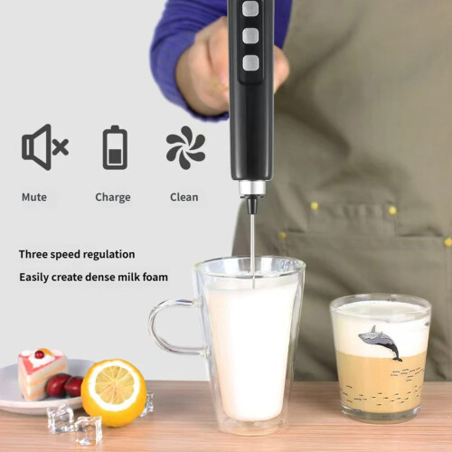Automatic Milk Frother and Multipurpose Whisk with 3 Speed-grey 1