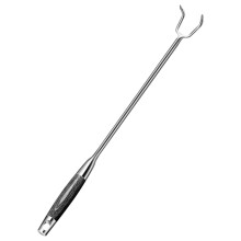 BBQ Meat Flipper Hook with Wooden Handle, Ergonomic Grip for Secure OneHand Grilling and Outdoor Cooking