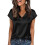 Women's Short Sleeve Pullover Blouses V Neck Short-Black M 1