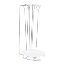 Stainless Steel Skewer Rack Set with Detachable Kebab Skewers and Drip Plate for Outdoor Grilling