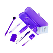(Boxed purple) Orthodontic Teeth Care Kit Clean Brace Portable Travel Toothbrush Mirror Dental Brush Supplies Floss Thread Tool