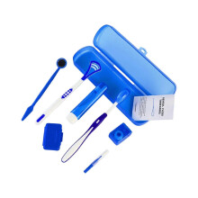 (Boxed blue) Orthodontic Teeth Care Kit Clean Brace Portable Travel Toothbrush Mirror Dental Brush Supplies Floss Thread Tool
