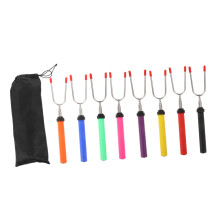 8Pcs Stainless Steel BBQ Forks Set, Rotating Marshmallow Roasting Sticks with Heat Resistant Non Slip Handles for Safe Outdoor Grilling and Camping
