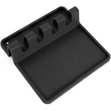 Silikon-Besteckablage, hitzebeständiger Löffelhalter für Herd, schwarz