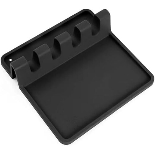 Silikon-Besteckablage, hitzebeständiger Löffelhalter für Herd, schwarz