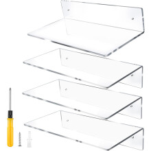 Set van 4 transparante acryl zwevende wandplanken, displayplank 5 mm
