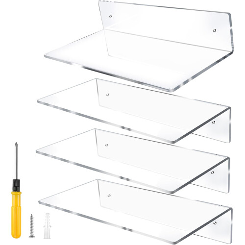 4er-Pack transparente Acryl-Wandregale (5 mm)