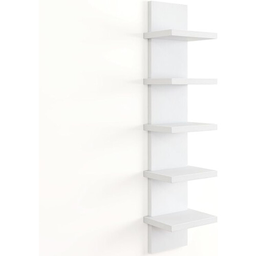 5 Tier Floating Wall Shelves White Vertical Storage Organizer