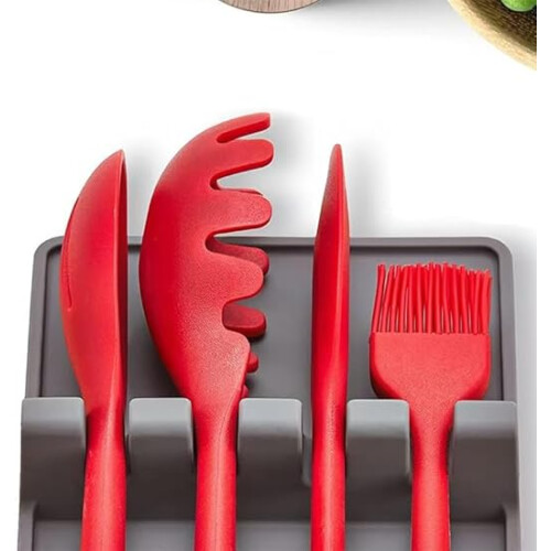 Silikon-Besteckablage, hitzebeständiger Löffelhalter für Herd, schwarz 1