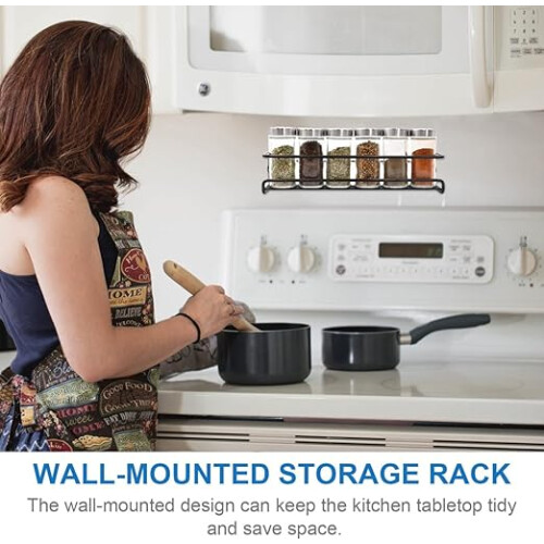 2 Pack Wall Mounted Spice Rack Kitchen Organizer Pantry Storage Shelf 2
