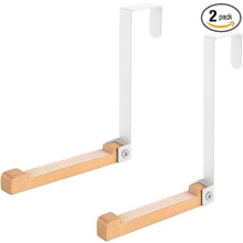 2PCS Foldable Door Hooks Metal Wood Clothes Hanger White
