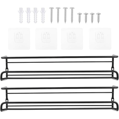 2 Pack Wall Mounted Spice Rack Kitchen Organizer Pantry Storage Shelf