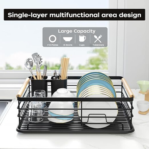 Scolapiatti da cucina, piccolo scolapiatti in metallo nero 1