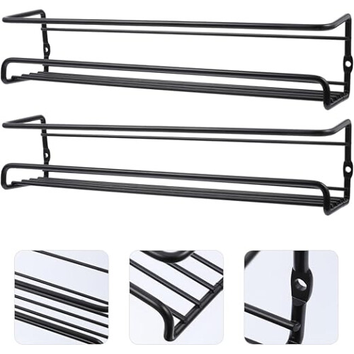 2 Pack Wall Mounted Spice Rack Kitchen Organizer Pantry Storage Shelf 1