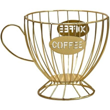 Coffee Pod Holder Large Capacity Metal Countertop Organizer Gold
