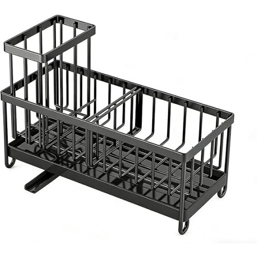 Stainless Steel Sink Caddy Organizer Sponge Holder Drain Rack Black