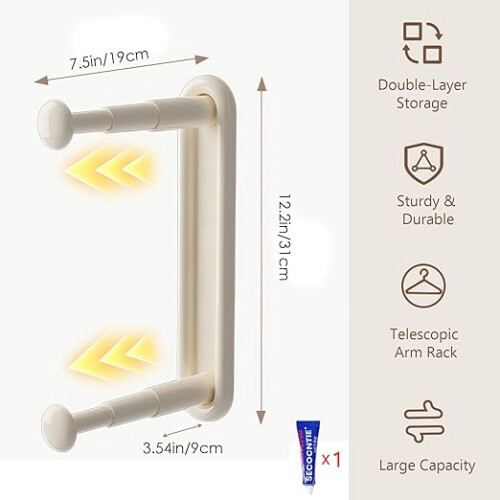 Expandable Wall Mount Hanger Rack No Drill Closet Organizer 1
