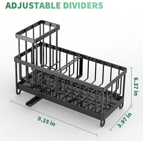 Stainless Steel Sink Caddy Organizer Sponge Holder Drain Rack Black 2