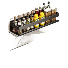 40cm Punch-Free Wall Mounted Kitchen Seasoning Rack Wide Corner Storage Organizer Shelf