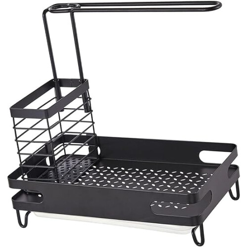 Kitchen Sink Organizer Rack Countertop Sponge Holder Drain Shelf Black