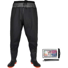 (37, Black) Waist Fishing Wader Pants With Waterproof Boots, Fishing Waders Pants For Men Women