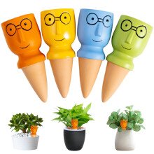 4Pcs Terracotta Self Watering Spikes 140ml Slow Release Hydration Stakes for Indoor Outdoor Plants