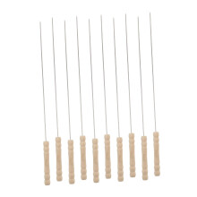 10Pcs Stainless Steel BBQ Skewers with Handles, Flat Wide Blade Kabob Sticks for Grilling Meat and Vegetables